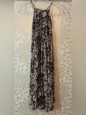 Kimchi Blue Women’s S Brown Tropical Floral Keyhole Back Sleeveless Long Dress